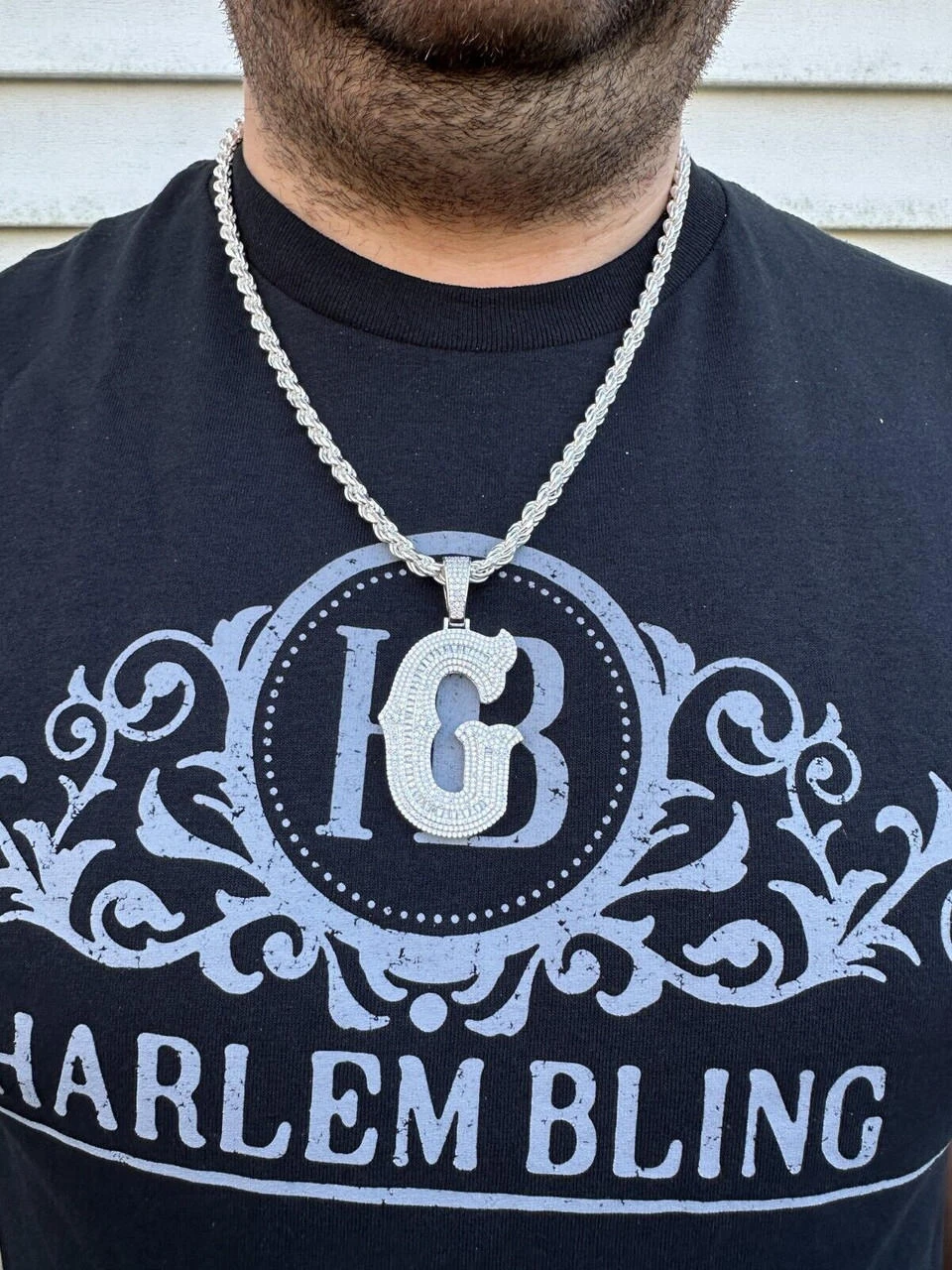 Real Moissanite Gothic Large 2" Initial Letter 925 Silver Pendant Iced Necklace 18 Real Moissanite Gothic Large 2" Initial Letter 925 Silver Pendant Iced Necklace - Image 16