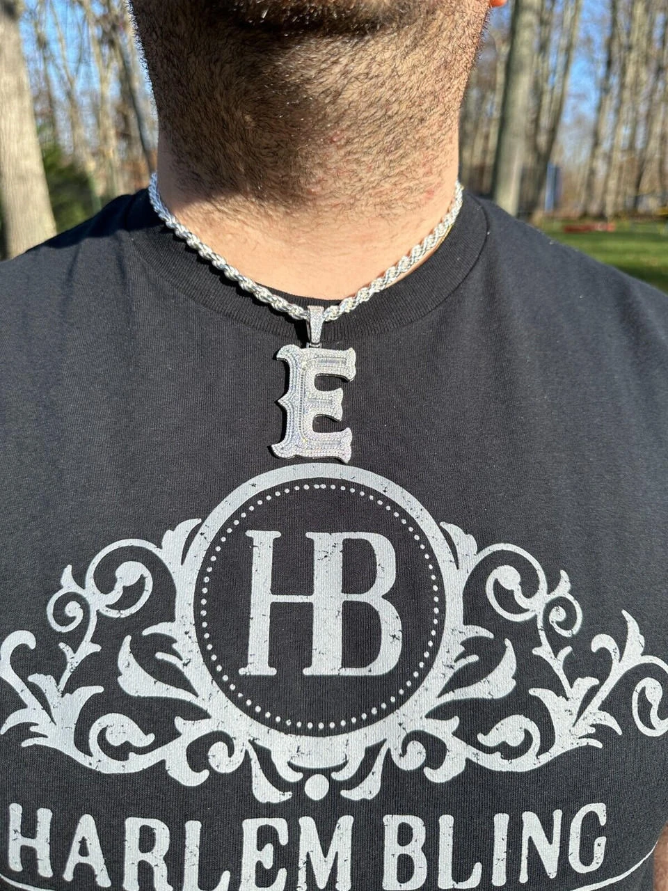 Real Moissanite Gothic Large 2" Initial Letter 925 Silver Pendant Iced Necklace 17 Real Moissanite Gothic Large 2" Initial Letter 925 Silver Pendant Iced Necklace - Image 15