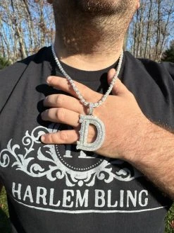 Real Moissanite Gothic Large 2" Initial Letter 925 Silver Pendant Iced Necklace 41 Real Moissanite Gothic Large 2" Initial Letter 925 Silver Pendant Iced Necklace -Harlem Bling Shop silver real moissanite gothic large 2 initial letter 925 silver pendant iced necklace 71685.1701405000