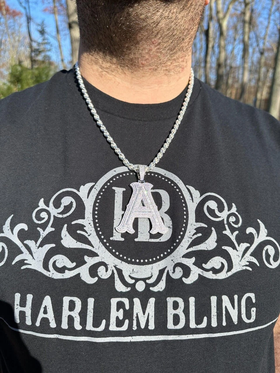 Real Moissanite Gothic Large 2" Initial Letter 925 Silver Pendant Iced Necklace 20 Real Moissanite Gothic Large 2" Initial Letter 925 Silver Pendant Iced Necklace - Image 18