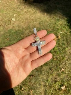 Solid 925 Sterling Silver Large Men’s Cross W. Crown Pendant Baguette Diamond 20 Solid 925 Sterling Silver Large Men’s Cross W. Crown Pendant Baguette Diamond -Harlem Bling Shop silver solid 925 sterling silver large mens cross w crown pendant baguette diamond 91931.1665670407
