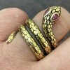 Snake Ring 14K Gold Vermeil 925 Silver Wrap Around Cobra W. Ruby Eyes Sizes 5-12 -Harlem Bling Shop snake ring 14k gold vermeil 925 silver wrap around cobra w ruby eyes sizes 5 12 32921.1664384645