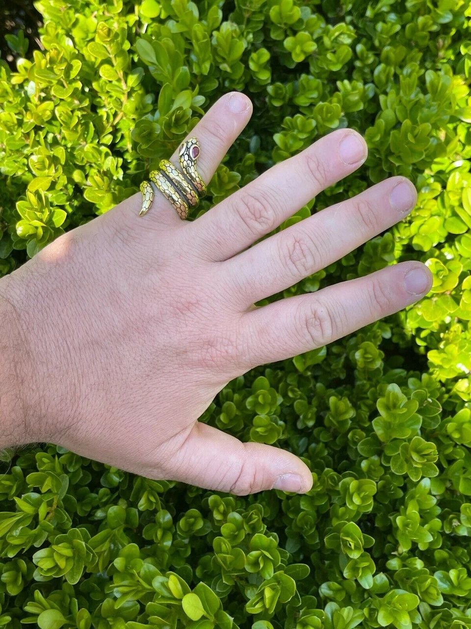 Snake Ring 14K Gold Vermeil 925 Silver Wrap Around Cobra W. Ruby Eyes Sizes 5-12 13 Snake Ring 14K Gold Vermeil 925 Silver Wrap Around Cobra W. Ruby Eyes Sizes 5-12 - Image 11