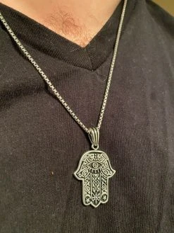 Solid 925 Sterling Silver Hamsa Hand Of Fatima Pendant Gold Necklace Large 1.75" -Harlem Bling Shop solid 925 sterling silver hamsa hand of fatima pendant gold necklace large 1.75 06711.1664393520