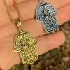 Solid 925 Sterling Silver Hamsa Hand Of Fatima Pendant Gold Necklace Large 1.75" -Harlem Bling Shop solid 925 sterling silver hamsa hand of fatima pendant gold necklace large 1.75 84815.1664390330