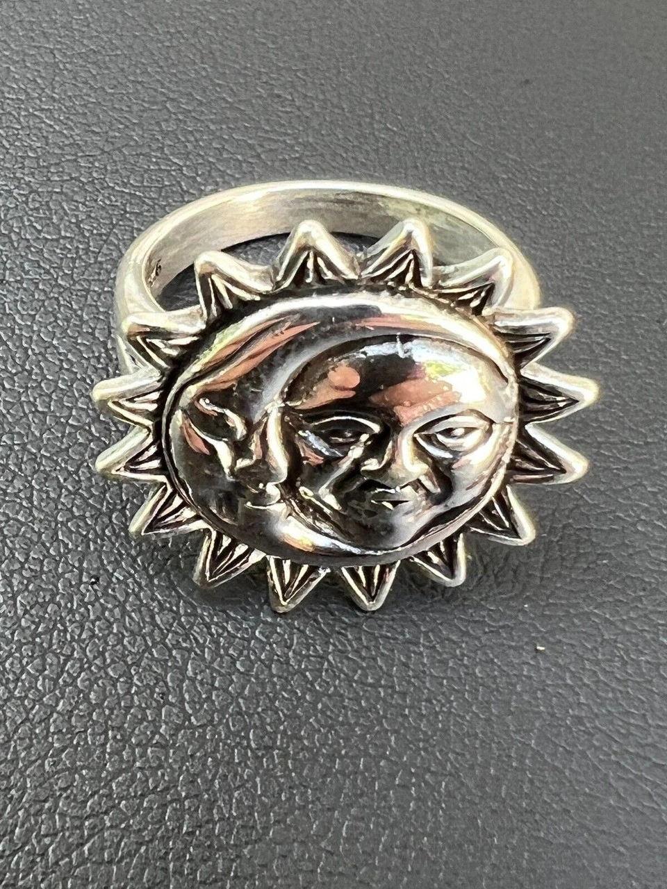 Solid 925 Sterling Silver Oxidized Celestial Crescent Sun & Moon Ring BoHo Ring 7 Solid 925 Sterling Silver Oxidized Celestial Crescent Sun & Moon Ring BoHo Ring - Image 5