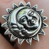 Solid 925 Sterling Silver Oxidized Celestial Crescent Sun & Moon Ring BoHo Ring