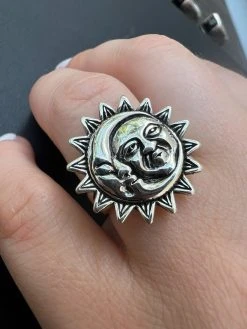 Solid 925 Sterling Silver Oxidized Celestial Crescent Sun & Moon Ring BoHo Ring 13 Solid 925 Sterling Silver Oxidized Celestial Crescent Sun & Moon Ring BoHo Ring -Harlem Bling Shop solid 925 sterling silver oxidized celestial crescent sun and moon ring boho ring 67669.1664300025