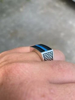 Solid 925 Sterling Silver Ring Blue Lives Matter Thin Blue Line Police Detective -Harlem Bling Shop solid 925 sterling silver ring blue lives matter thin blue line police detective 58030.1664393289