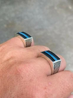 Solid 925 Sterling Silver Ring Blue Lives Matter Thin Blue Line Police Detective -Harlem Bling Shop solid 925 sterling silver ring blue lives matter thin blue line police detective 60338.1664389953