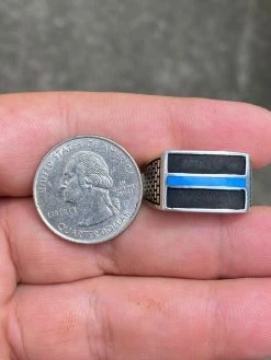 Solid 925 Sterling Silver Ring Blue Lives Matter Thin Blue Line Police Detective -Harlem Bling Shop solid 925 sterling silver ring blue lives matter thin blue line police detective 61089.1664388674