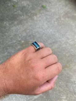 Solid 925 Sterling Silver Ring Blue Lives Matter Thin Blue Line Police Detective -Harlem Bling Shop solid 925 sterling silver ring blue lives matter thin blue line police detective 70059.1664378219