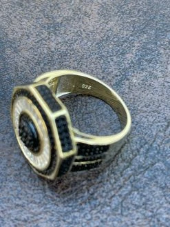 Solid Real 925 Sterling Silver & 14k Gold Iced Black Diamond Baguette Pinky Ring 18 Solid Real 925 Sterling Silver & 14k Gold Iced Black Diamond Baguette Pinky Ring -Harlem Bling Shop solid real 925 sterling silver and 14k gold iced black diamond baguette pinky ring 40480.1664378988