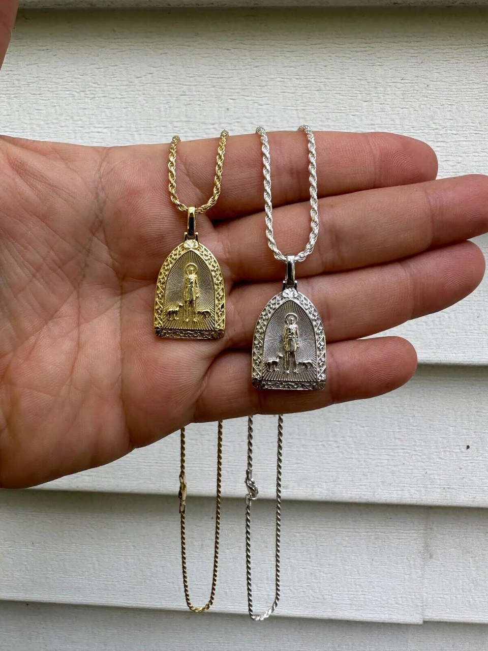 St Lazarus Plain Real 925 Silver / Gold Plated Saint Necklace Pendant San Lazaro 21 St Lazarus Plain Real 925 Silver / Gold Plated Saint Necklace Pendant San Lazaro - Image 19