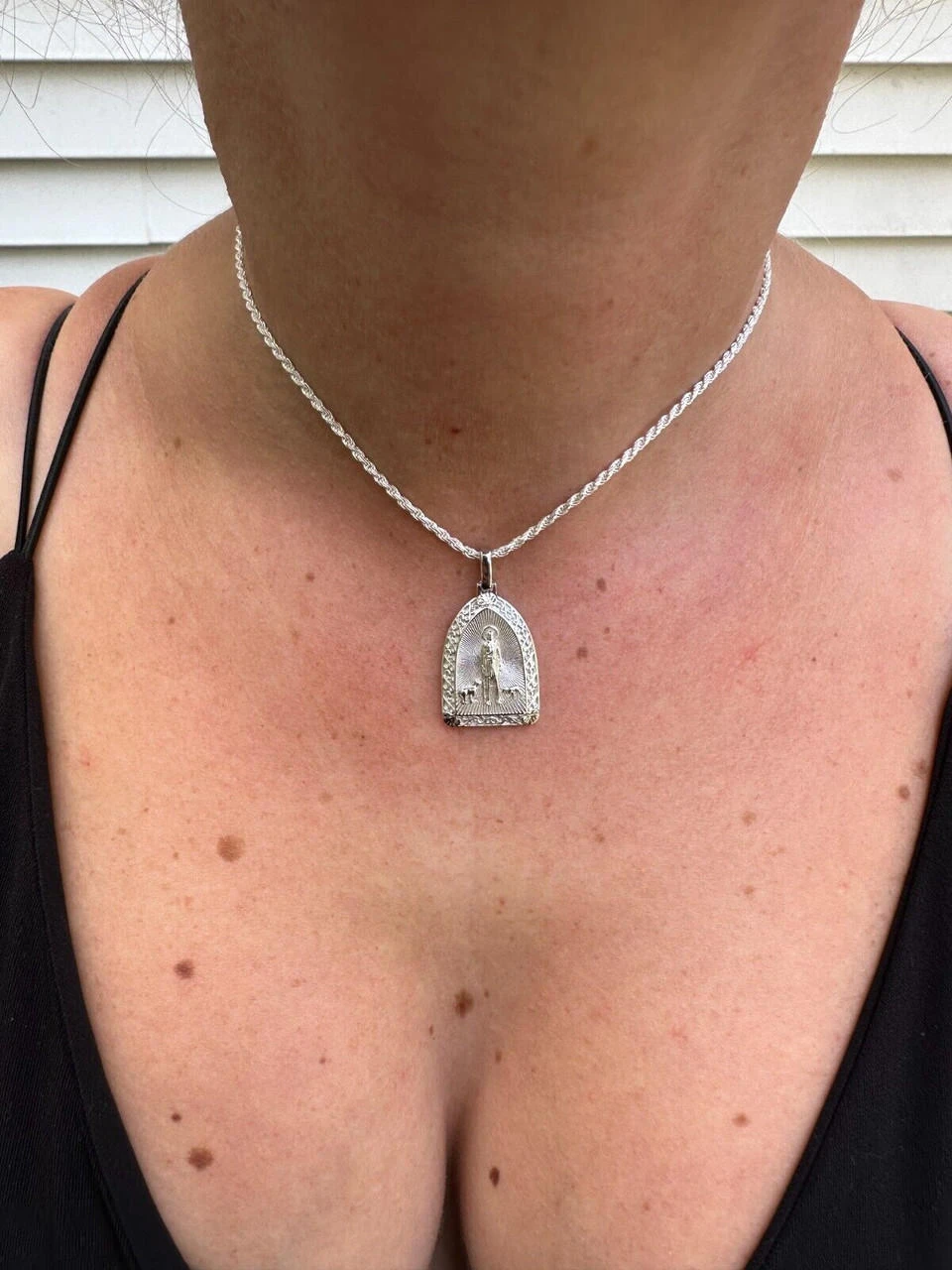 St Lazarus Plain Real 925 Silver / Gold Plated Saint Necklace Pendant San Lazaro 6 St Lazarus Plain Real 925 Silver / Gold Plated Saint Necklace Pendant San Lazaro - Image 4