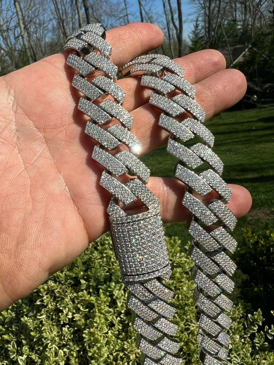 THICK 22mm MOISSANITE Prong Cuban Link Chain 925 Silver Iced Pass Diamond Tester 13 THICK 22mm MOISSANITE Prong Cuban Link Chain 925 Silver Iced Pass Diamond Tester - Image 11