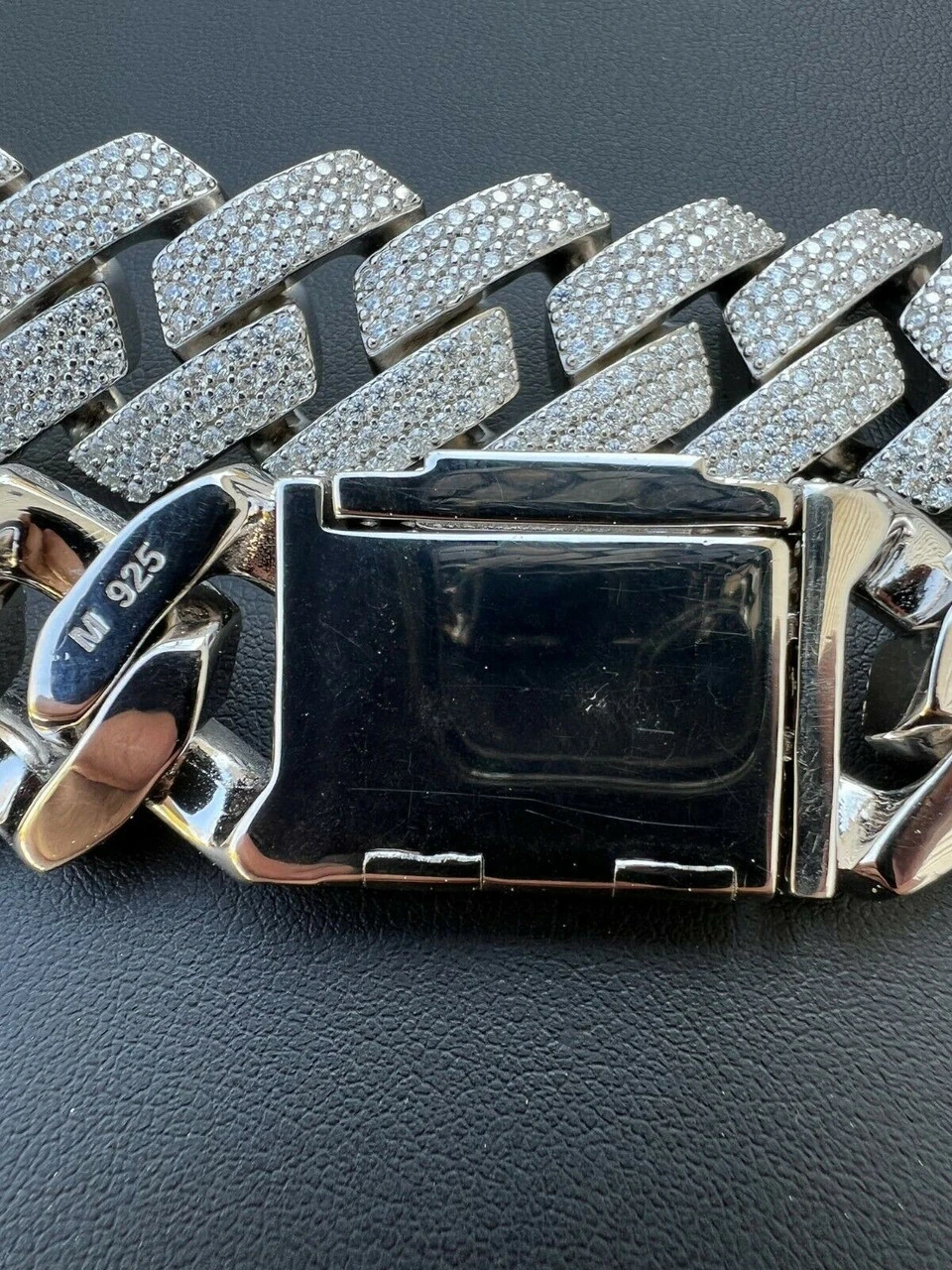 THICK 22mm MOISSANITE Prong Cuban Link Chain 925 Silver Iced Pass Diamond Tester 9 THICK 22mm MOISSANITE Prong Cuban Link Chain 925 Silver Iced Pass Diamond Tester - Image 7