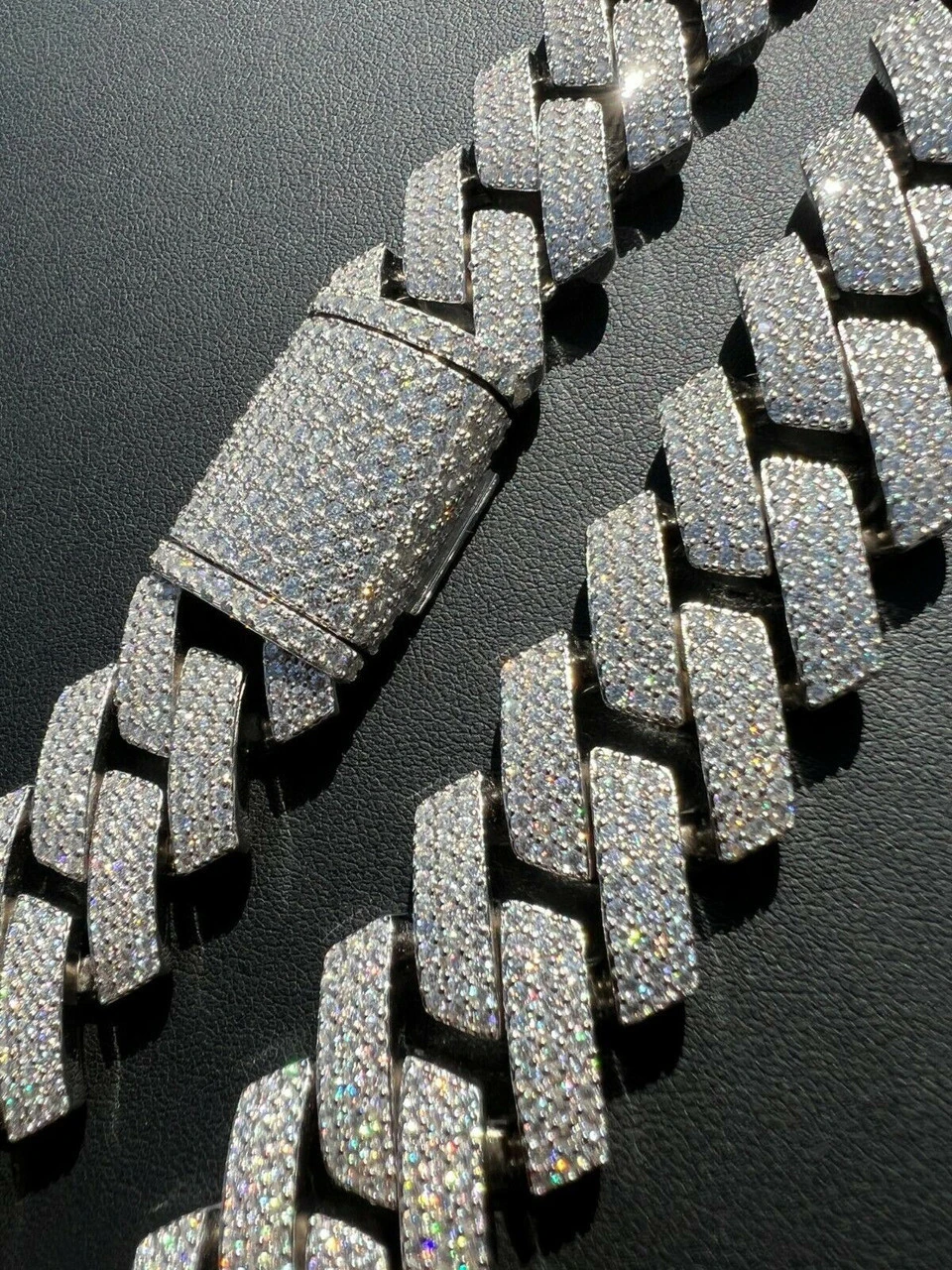 THICK 22mm MOISSANITE Prong Cuban Link Chain 925 Silver Iced Pass Diamond Tester 8 THICK 22mm MOISSANITE Prong Cuban Link Chain 925 Silver Iced Pass Diamond Tester - Image 6