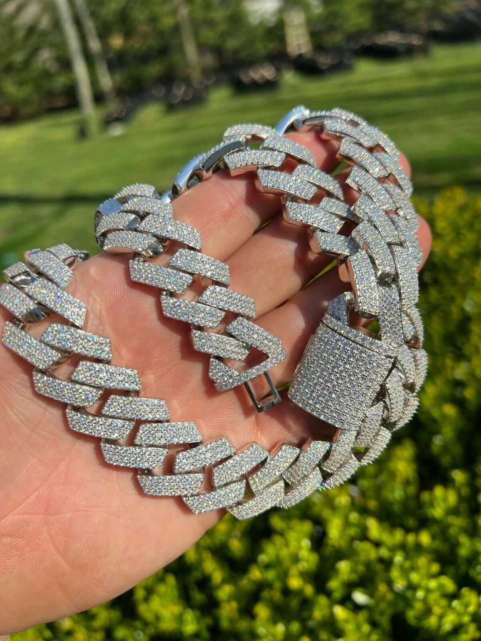 THICK 22mm MOISSANITE Prong Cuban Link Chain 925 Silver Iced Pass Diamond Tester 12 THICK 22mm MOISSANITE Prong Cuban Link Chain 925 Silver Iced Pass Diamond Tester - Image 10