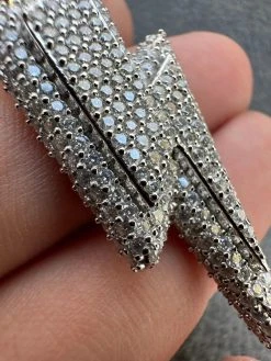 VVS MOISSANITE Iced Hip Hop Real Silver / Gold Lightning Bolt Necklace Pendant 36 VVS MOISSANITE Iced Hip Hop Real Silver / Gold Lightning Bolt Necklace Pendant -Harlem Bling Shop vvs moissanite iced hip hop real silver gold lightning bolt necklace pendant 02219.1679340133