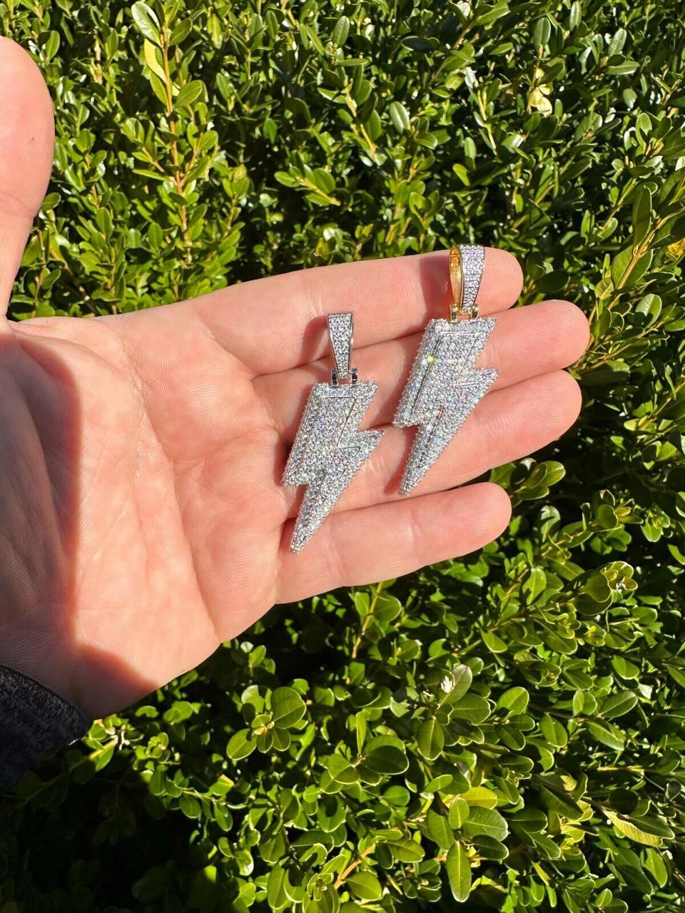 VVS MOISSANITE Iced Hip Hop Real Silver / Gold Lightning Bolt Necklace Pendant 13 VVS MOISSANITE Iced Hip Hop Real Silver / Gold Lightning Bolt Necklace Pendant - Image 11