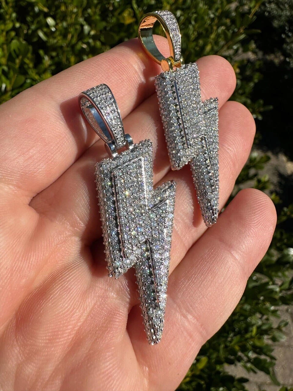 VVS MOISSANITE Iced Hip Hop Real Silver / Gold Lightning Bolt Necklace Pendant 22 VVS MOISSANITE Iced Hip Hop Real Silver / Gold Lightning Bolt Necklace Pendant - Image 20