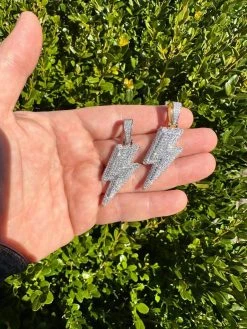 VVS MOISSANITE Iced Hip Hop Real Silver / Gold Lightning Bolt Necklace Pendant 29 VVS MOISSANITE Iced Hip Hop Real Silver / Gold Lightning Bolt Necklace Pendant -Harlem Bling Shop vvs moissanite iced hip hop real silver gold lightning bolt necklace pendant 84714.1679340140