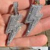 VVS MOISSANITE Iced Hip Hop Real Silver / Gold Lightning Bolt Necklace Pendant 2 VVS MOISSANITE Iced Hip Hop Real Silver / Gold Lightning Bolt Necklace Pendant -Harlem Bling Shop vvs moissanite iced hip hop real silver gold lightning bolt necklace pendant 96782.1679339990